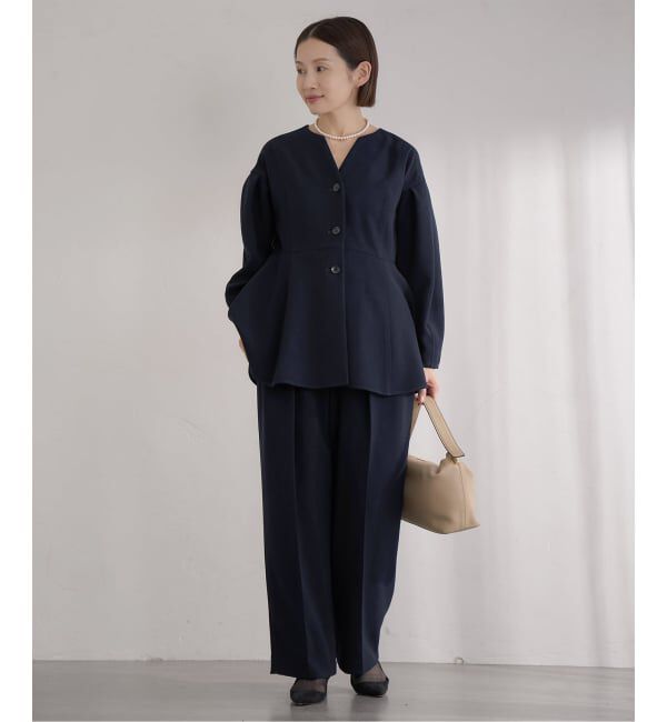 IENA「《予約》&NAVY 撥水ジョーゼットペプラムブラウス」|シャツ・ブラウス|