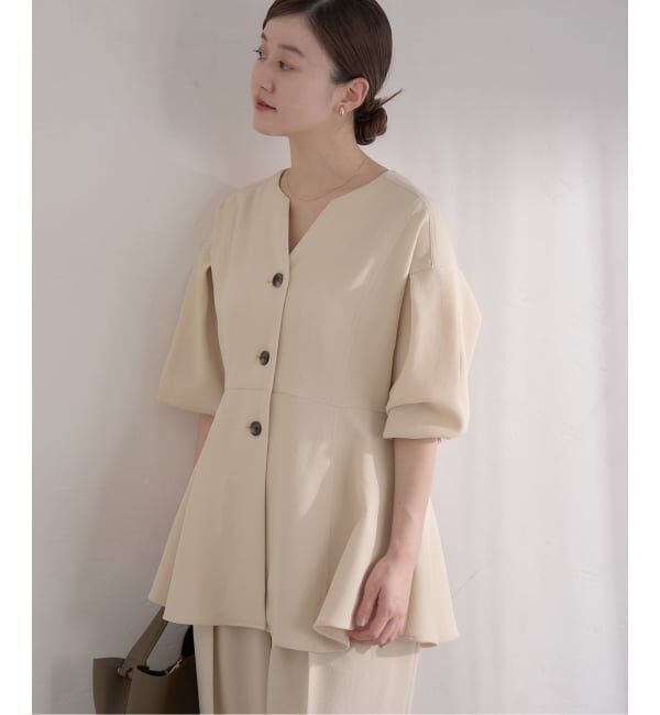 IENA「《予約》&NAVY 撥水ジョーゼットペプラムブラウス」|シャツ・ブラウス|