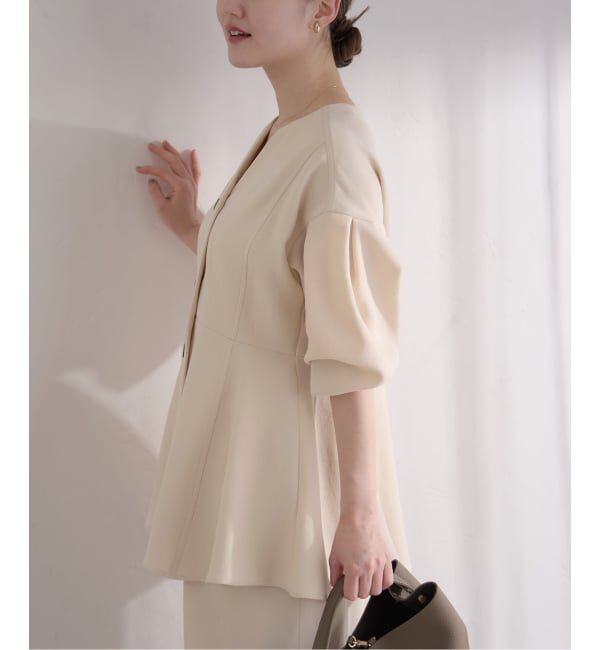 IENA「《予約》&NAVY 撥水ジョーゼットペプラムブラウス」|シャツ・ブラウス|