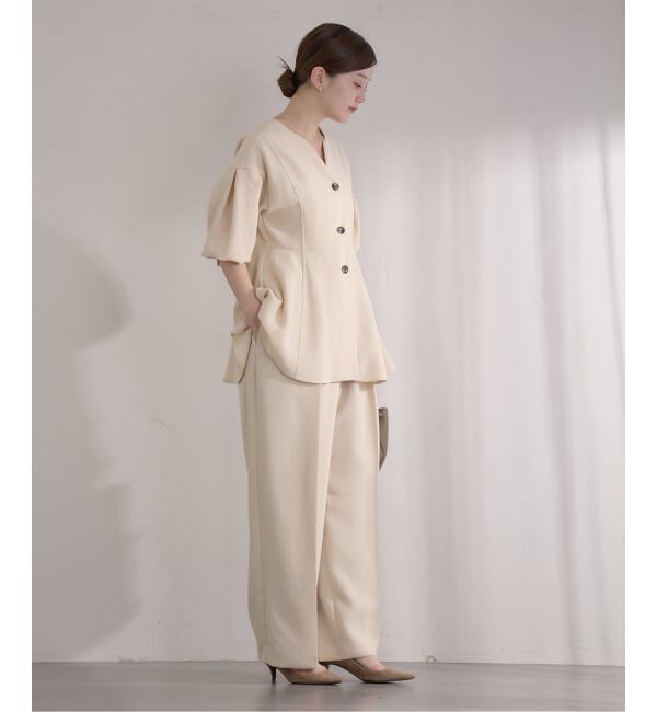 IENA「《予約》&NAVY 撥水ジョーゼットペプラムブラウス」|シャツ・ブラウス|