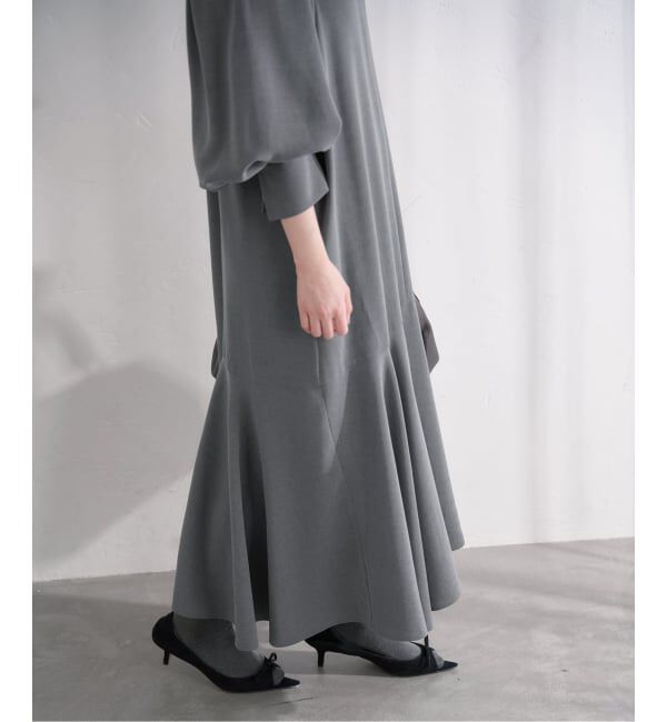 IENA「《予約》&NAVY メランジツイルギャザーワンピース」|ワンピース|