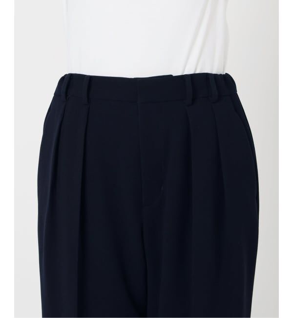 IENA「《予約》&NAVY 撥水ジョーゼットサイドゴムタックパンツ」|スラックス|