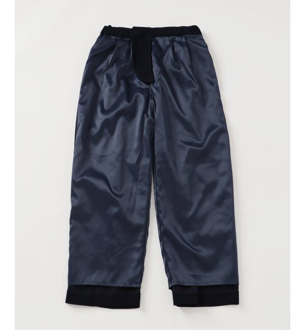 IENA「《予約》&NAVY 撥水ジョーゼットサイドゴムタックパンツ」|スラックス|