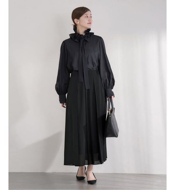 IENA「《予約》&NAVY 撥水シアーピンタックスカート」|スカート|