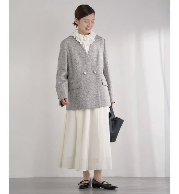 IENA「《予約》&NAVY 撥水シアーピンタックスカート」|スカート|