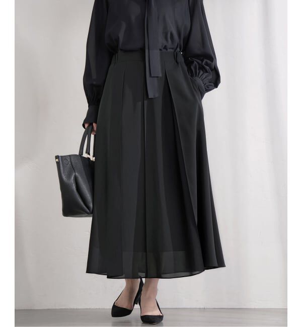 IENA「《予約》&NAVY 撥水シアーピンタックスカート」|スカート|ネイビー