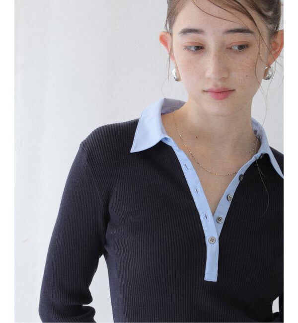  「【洗える】襟カフスドッキングニット」|ニット・セーター|