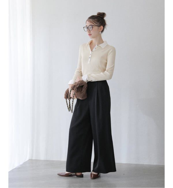  「【洗える】襟カフスドッキングニット」|ニット・セーター|