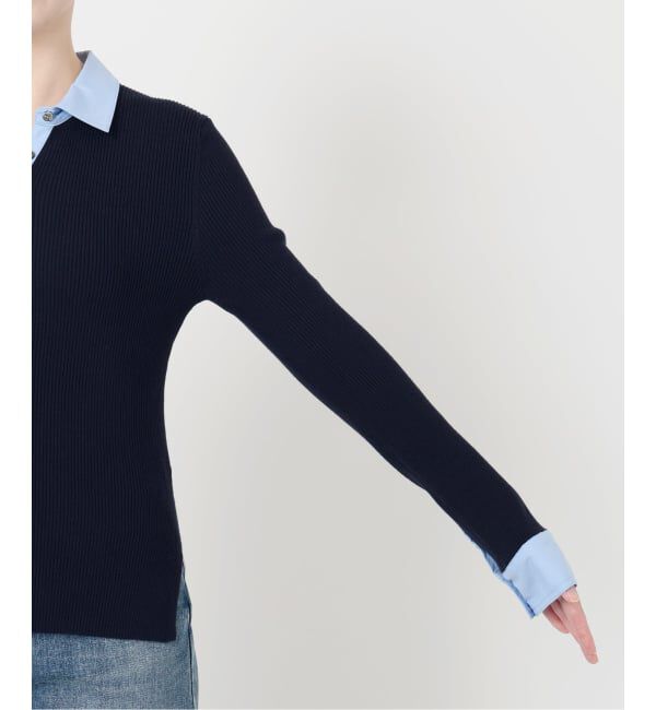  「【洗える】襟カフスドッキングニット」|ニット・セーター|