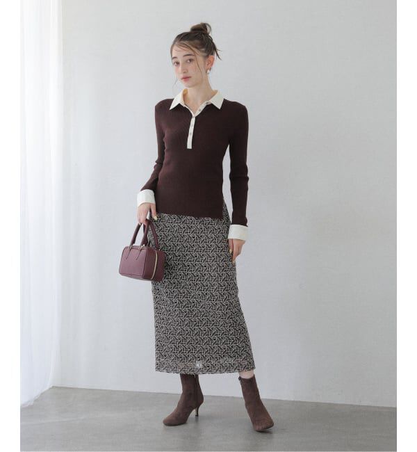  「【洗える】襟カフスドッキングニット」|ニット・セーター|