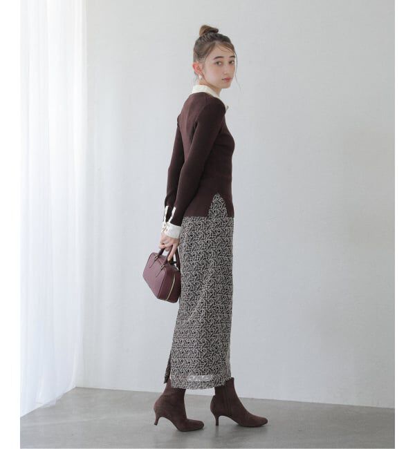  「【洗える】襟カフスドッキングニット」|ニット・セーター|