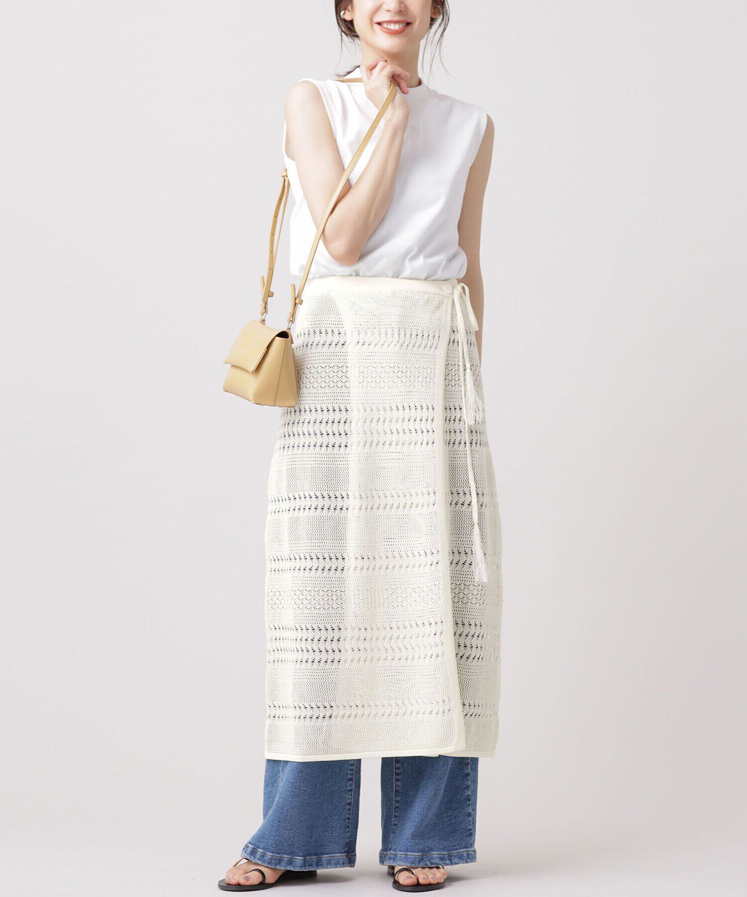 nano･universe「クロシェ風メッシュラップスカート (セットアップ可)」|スカート|