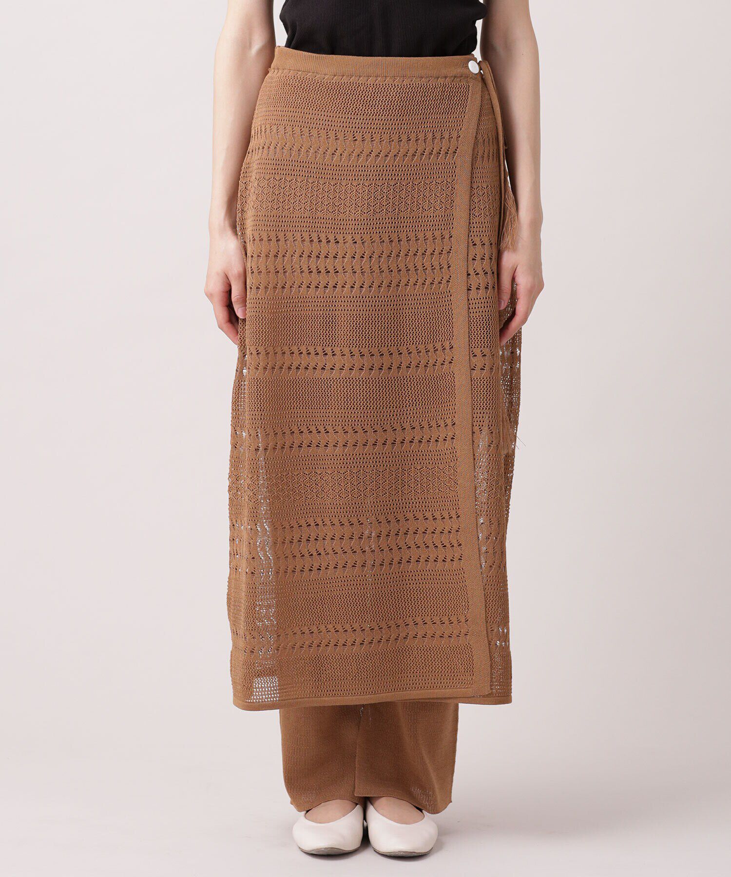 nano･universe「クロシェ風メッシュラップスカート (セットアップ可)」|スカート|