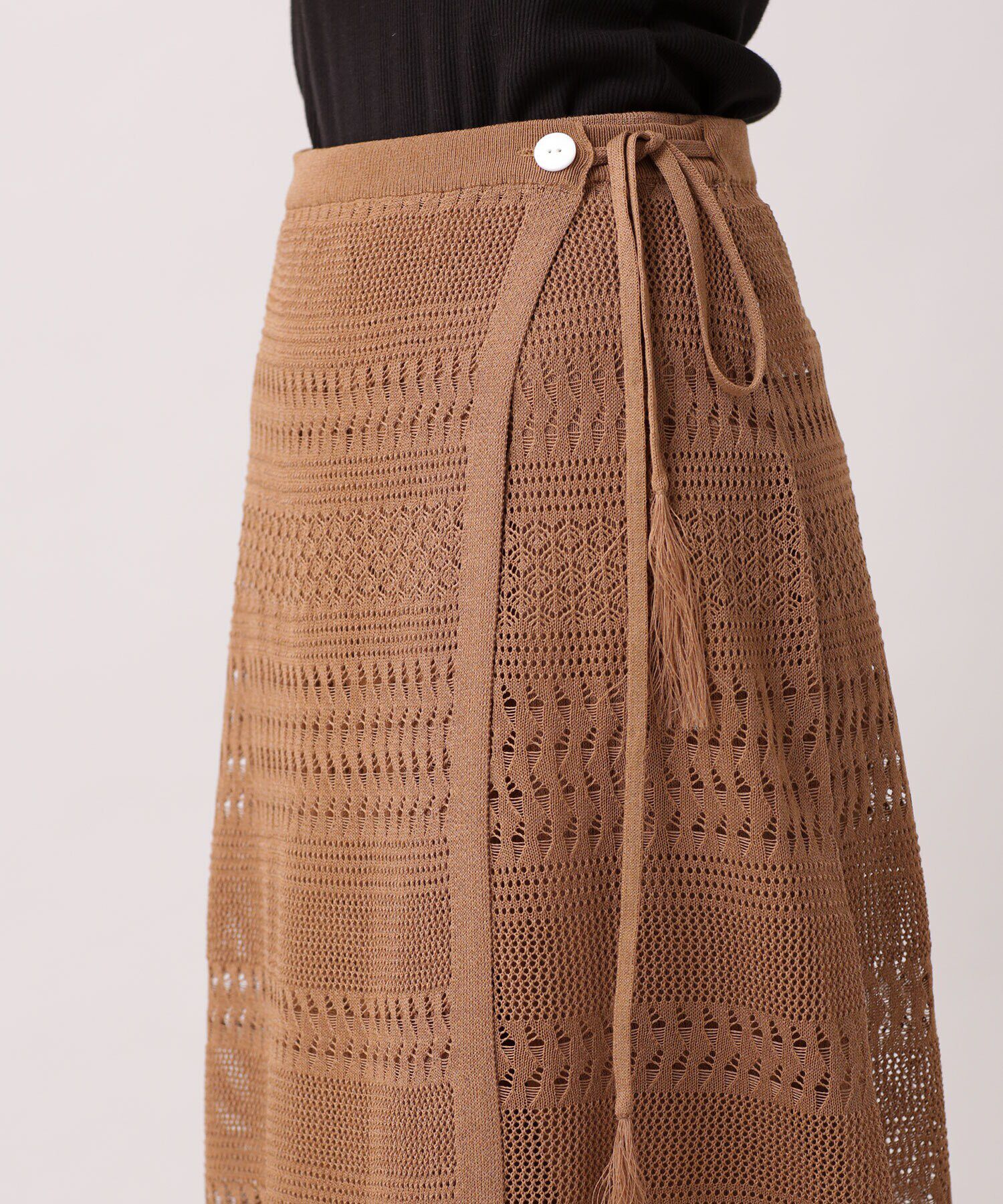 nano･universe「クロシェ風メッシュラップスカート (セットアップ可)」|スカート|