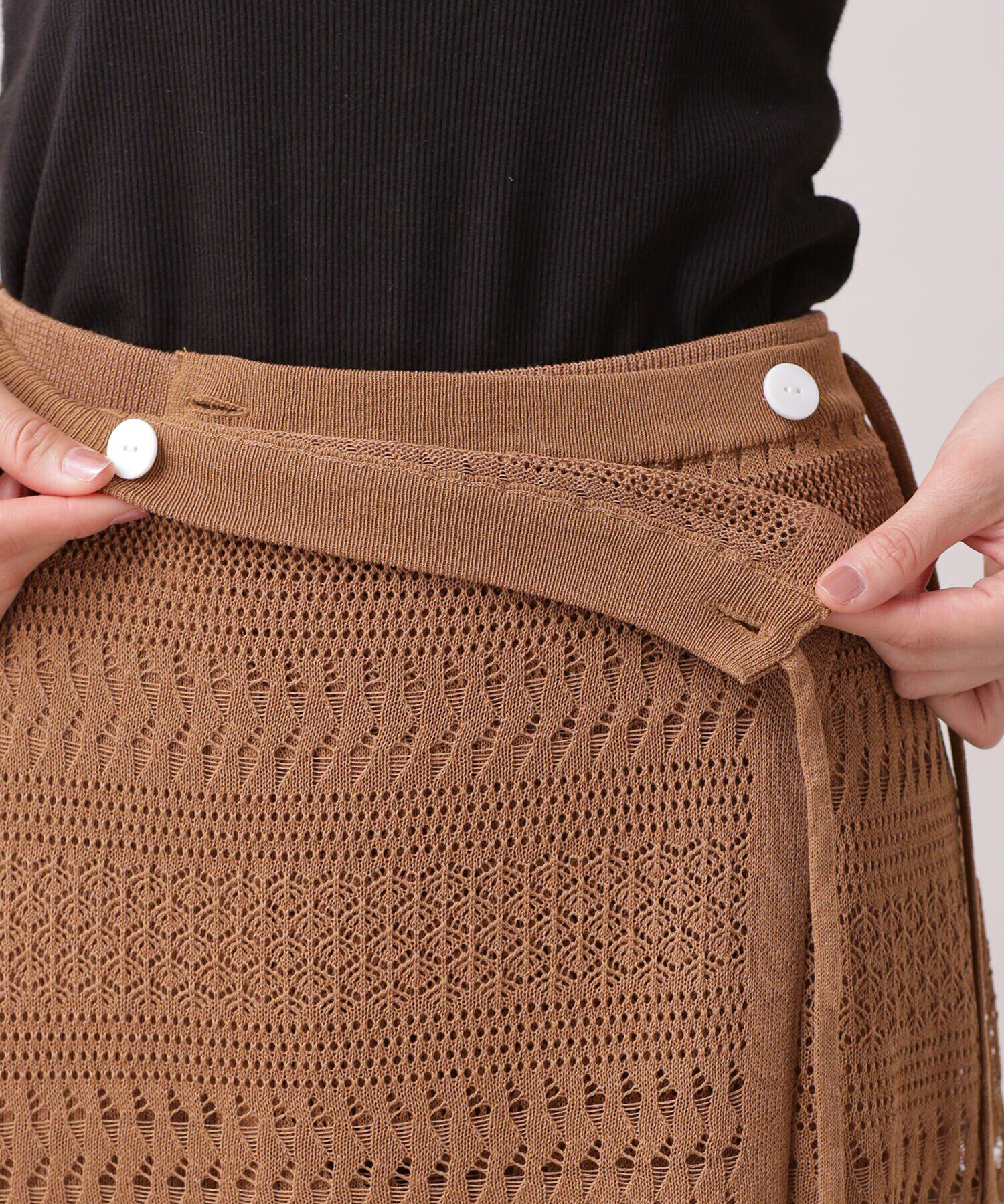 nano･universe「クロシェ風メッシュラップスカート (セットアップ可)」|スカート|