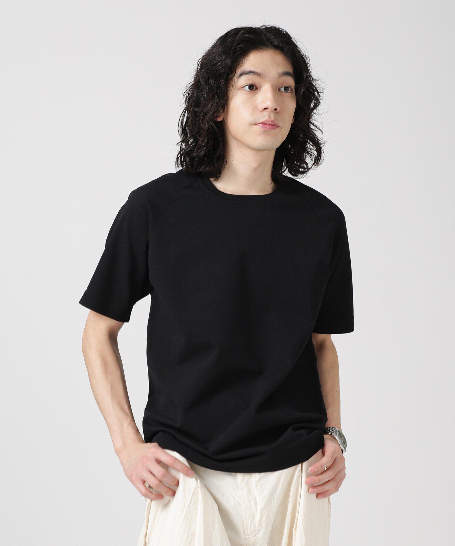 nano･universe「LB.03/SOLOTEXマルチファンクションクルーネックニット/半袖」|ニット・セーター|