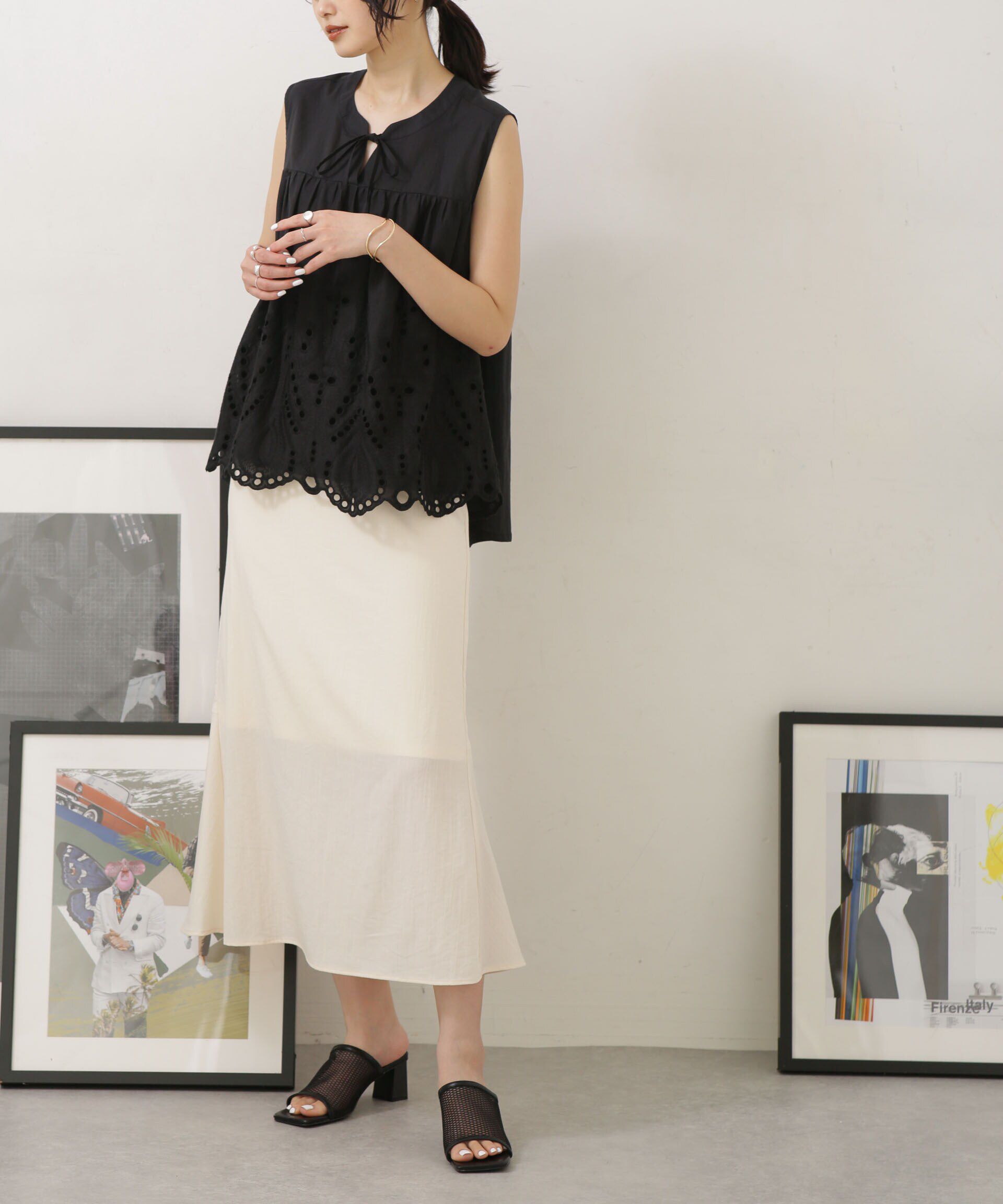 nano･universe「LB04/バックフレアデザインスカート」|スカート|アイボリー7