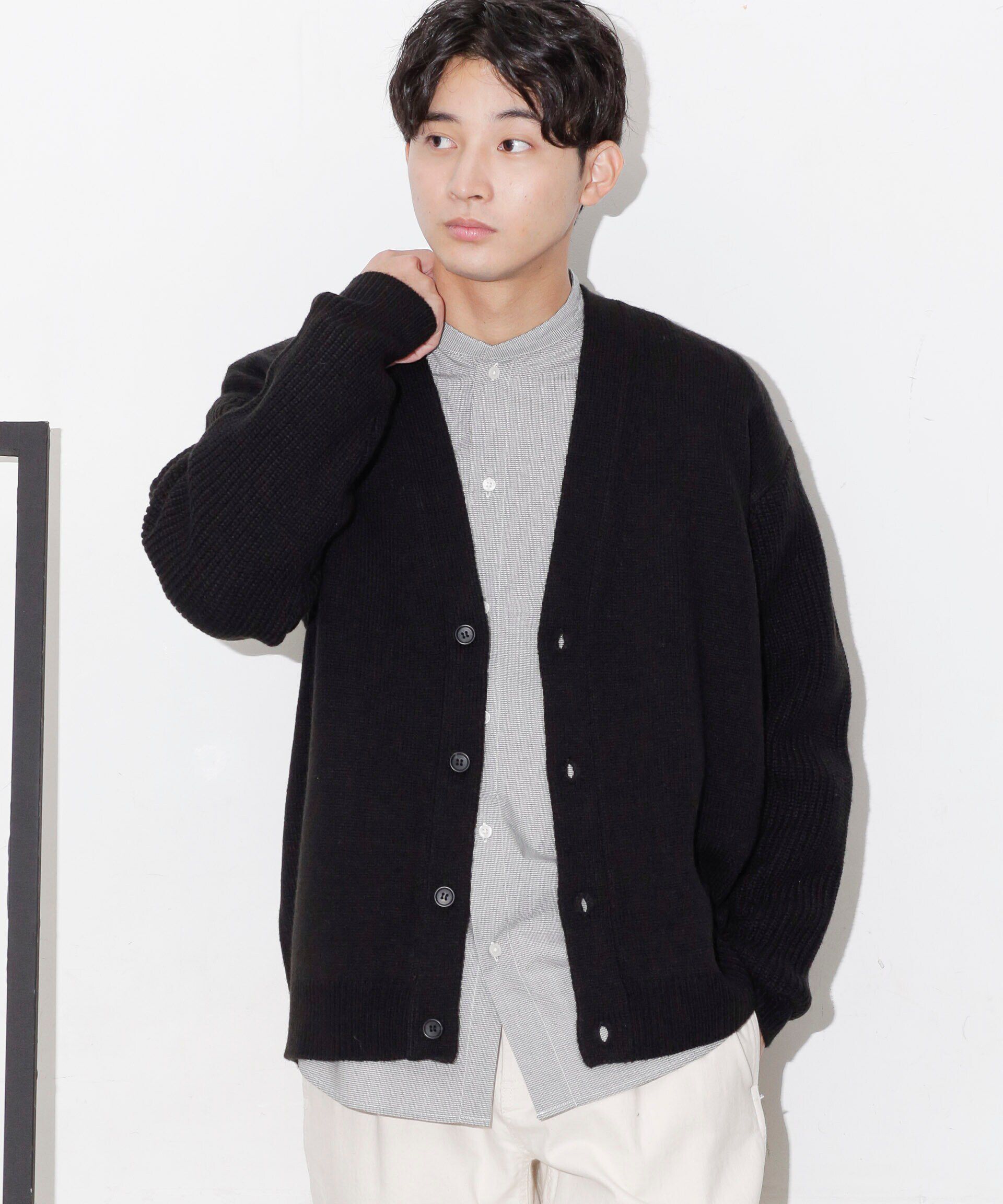 nano･universe「コンビゲージVネックカーディガン」|ニット・セーター|