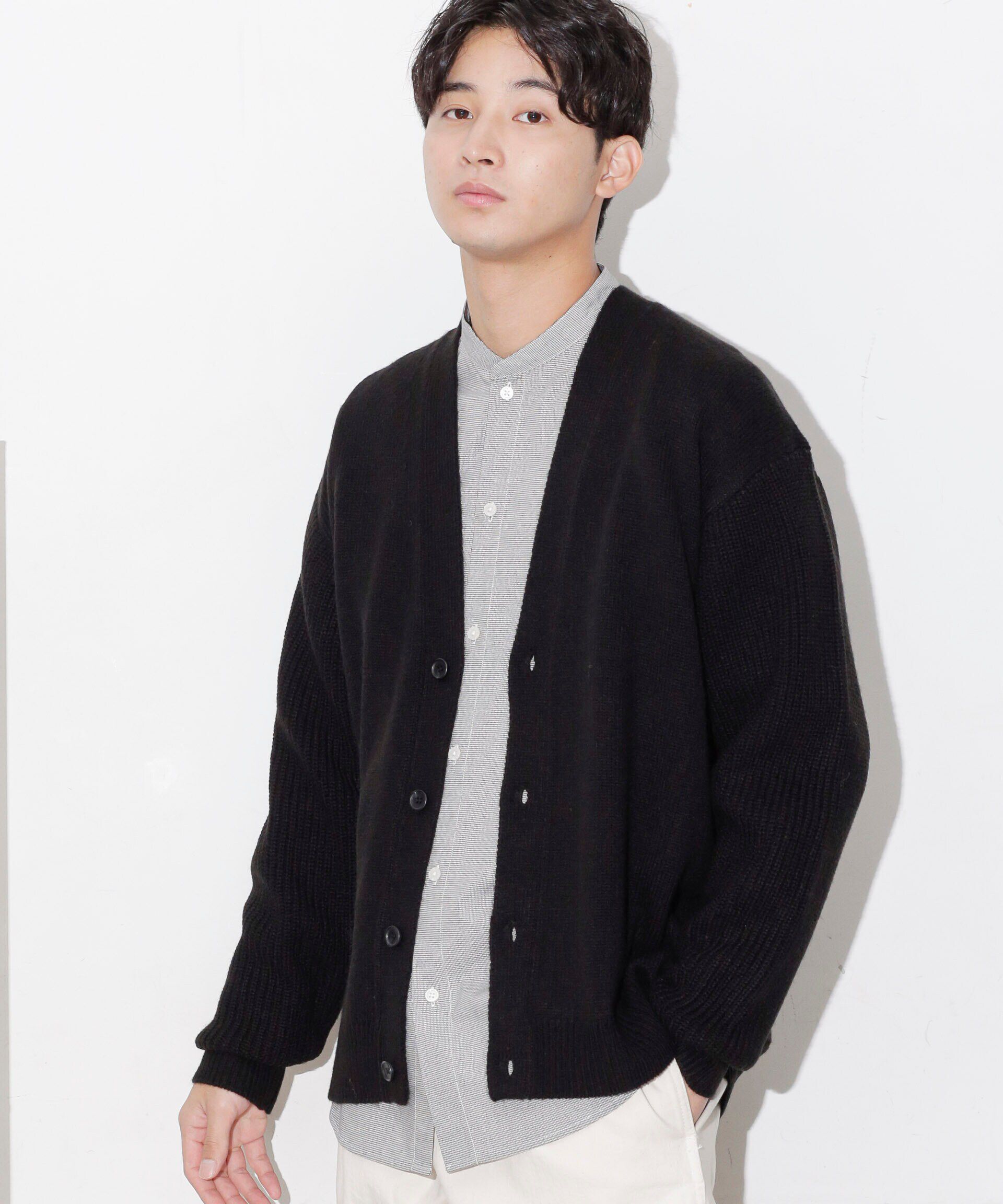 nano･universe「コンビゲージVネックカーディガン」|ニット・セーター|