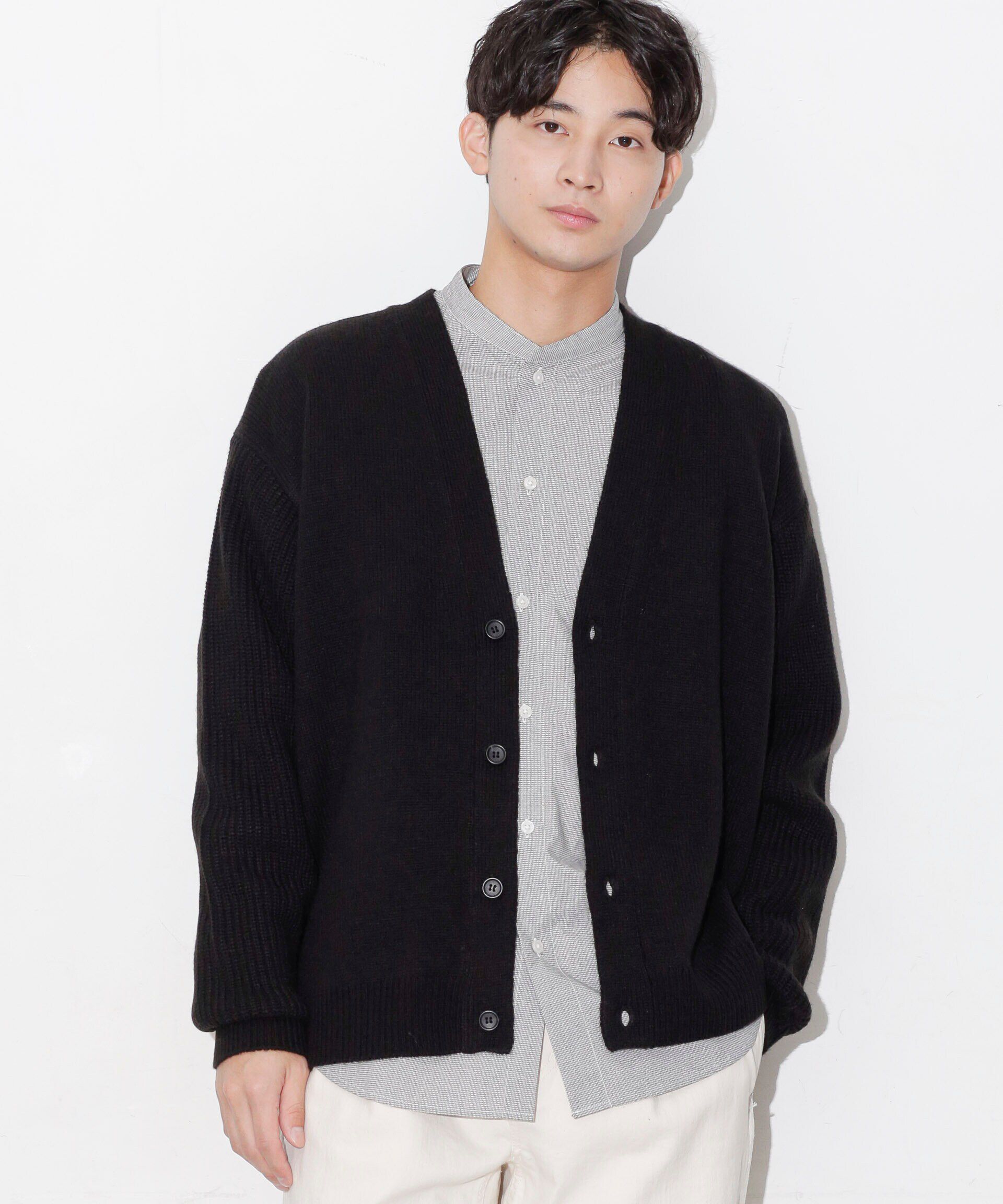 nano･universe「コンビゲージVネックカーディガン」|ニット・セーター|