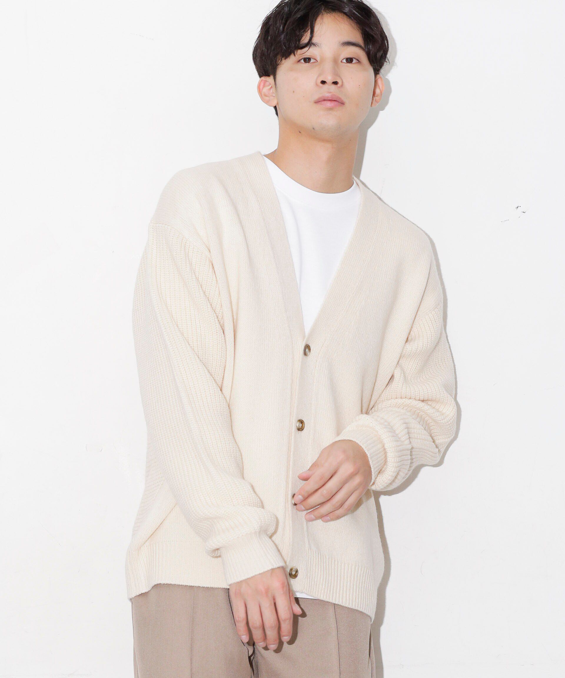 nano･universe「コンビゲージVネックカーディガン」|ニット・セーター|