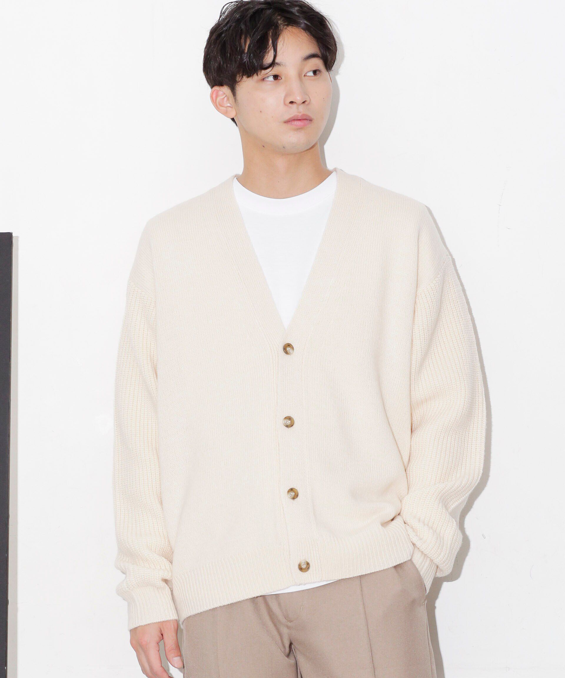 nano･universe「コンビゲージVネックカーディガン」|ニット・セーター|