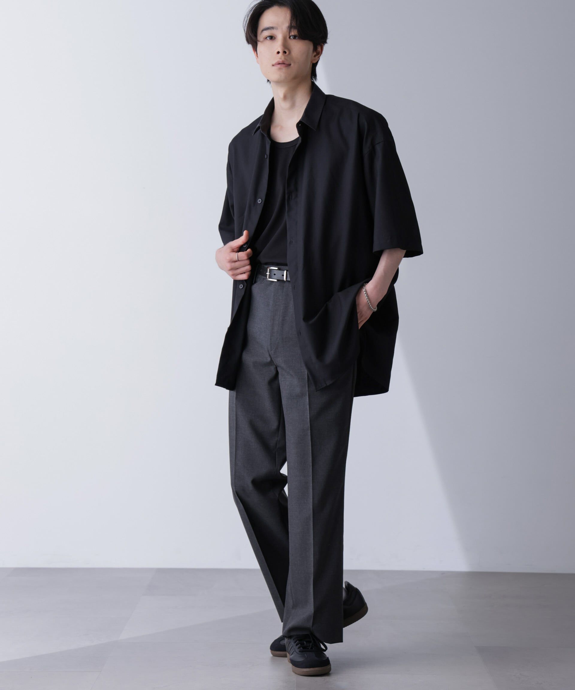 nano･universe「バイカラードレープシャツ 半袖」|シャツ・ブラウス|