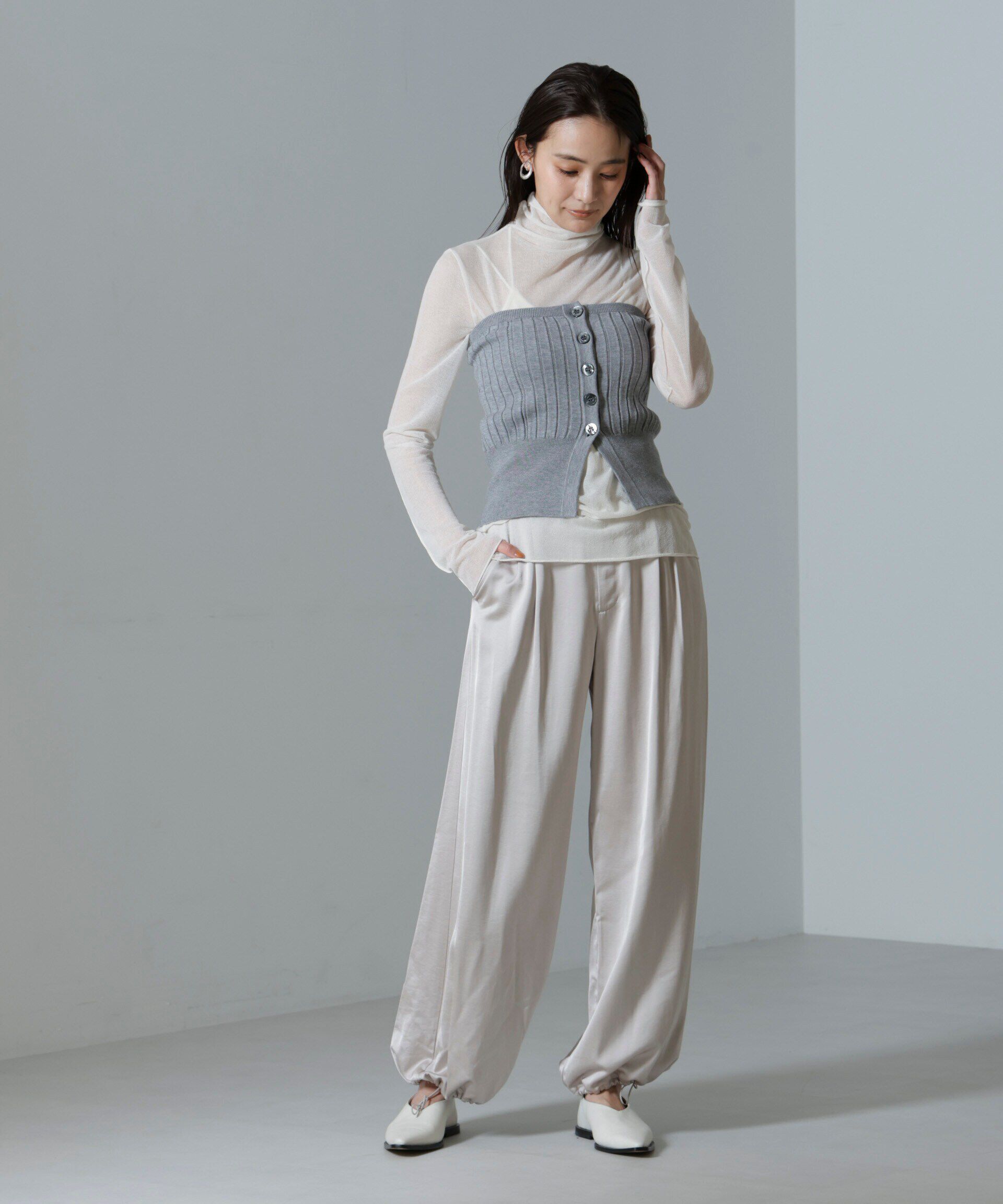 nano･universe「梨地シアータートルカットトップス」|Tシャツ・カットソー|