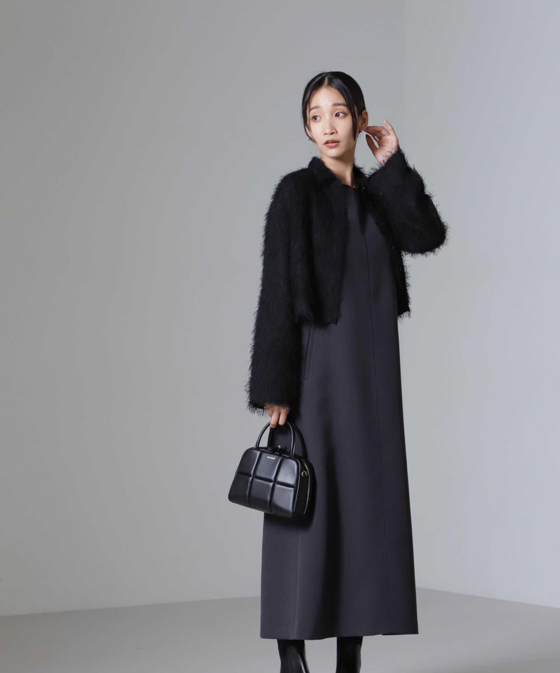 nano･universe「Reflax(R)ダブルクロスサイドオープンワンピース」|ワンピース|チャコール3