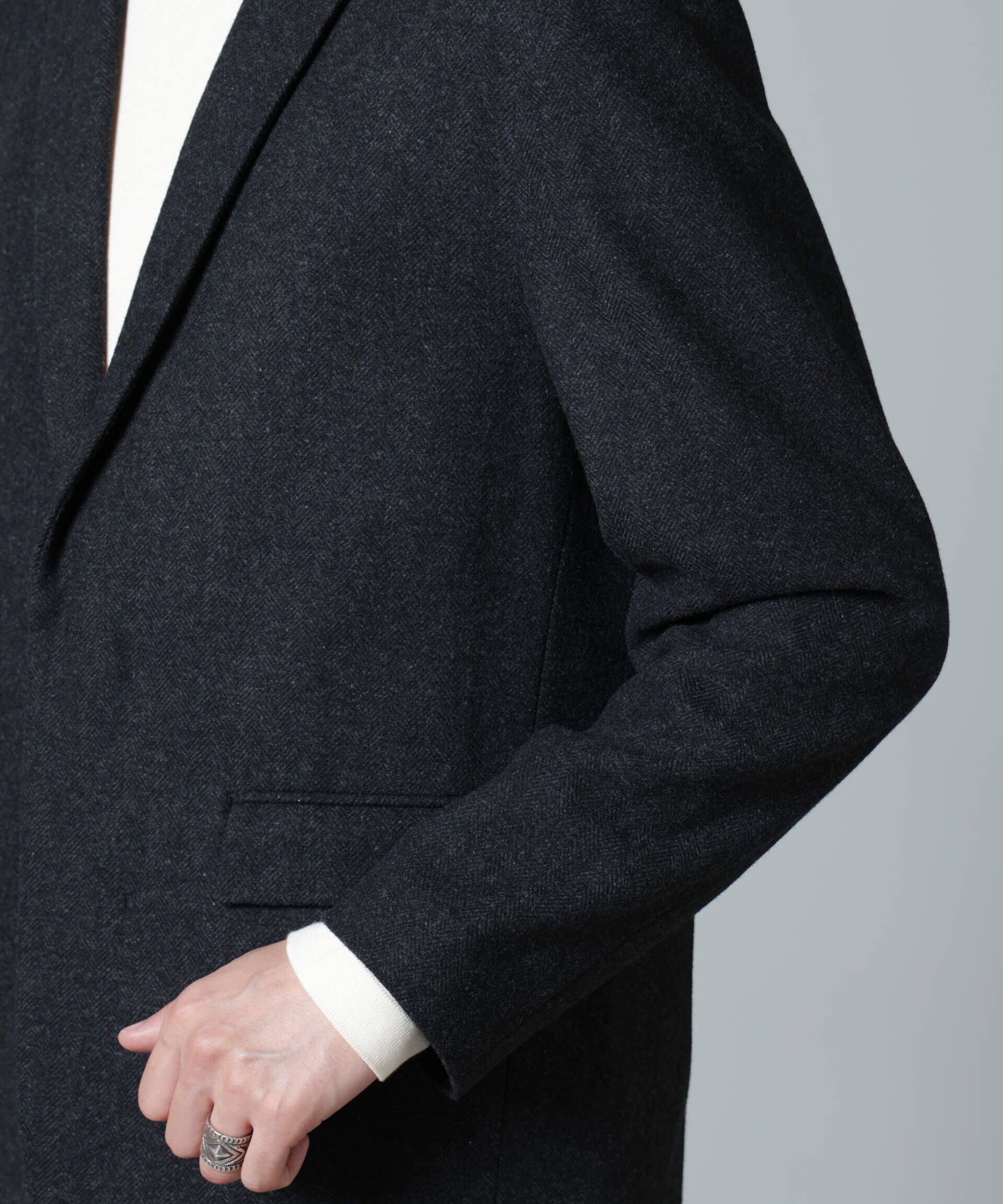 nano･universe「ヘリンボーンセミワイドジャケット(セットアップ可)」|テーラードジャケット|