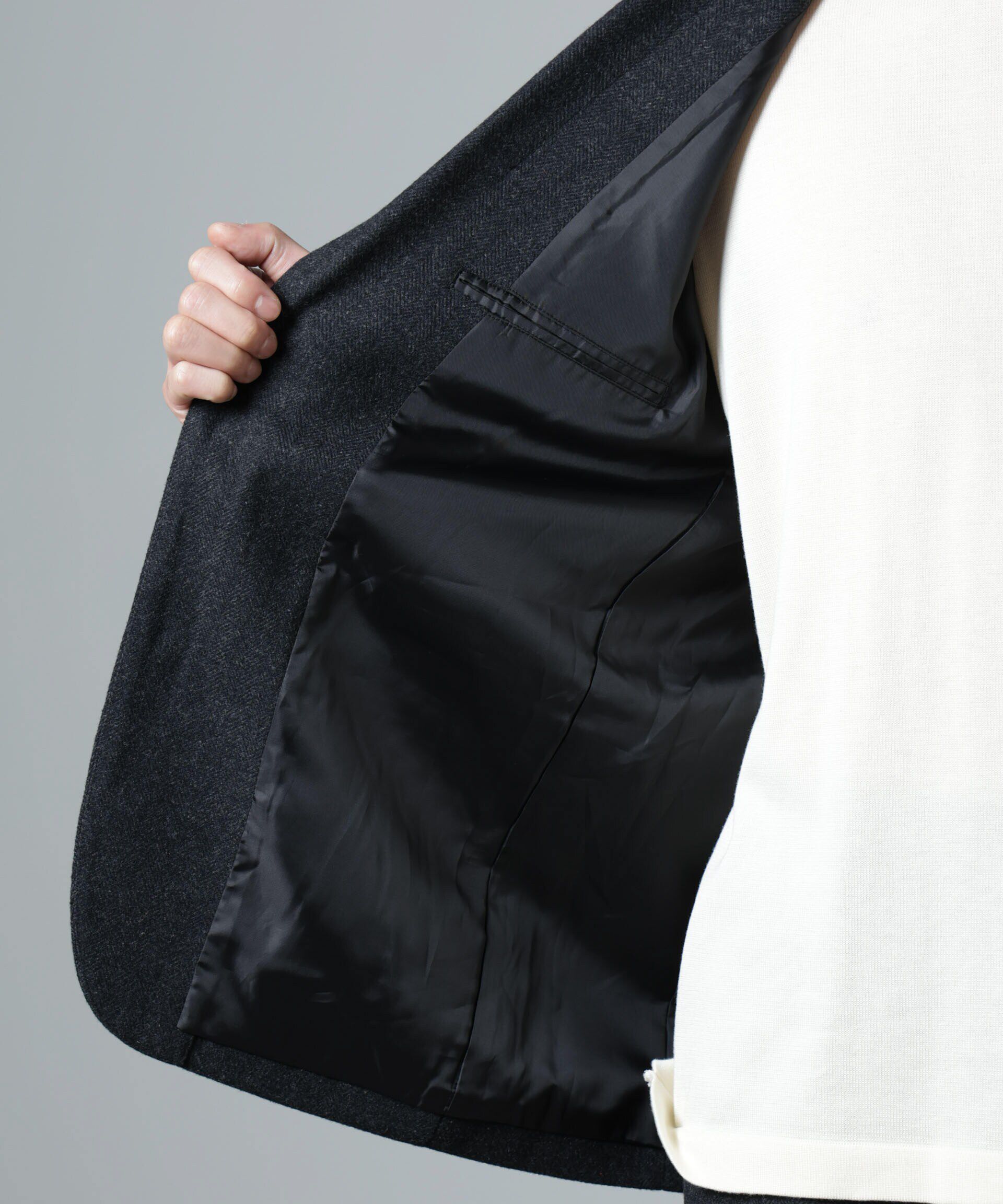 nano･universe「ヘリンボーンセミワイドジャケット(セットアップ可)」|テーラードジャケット|