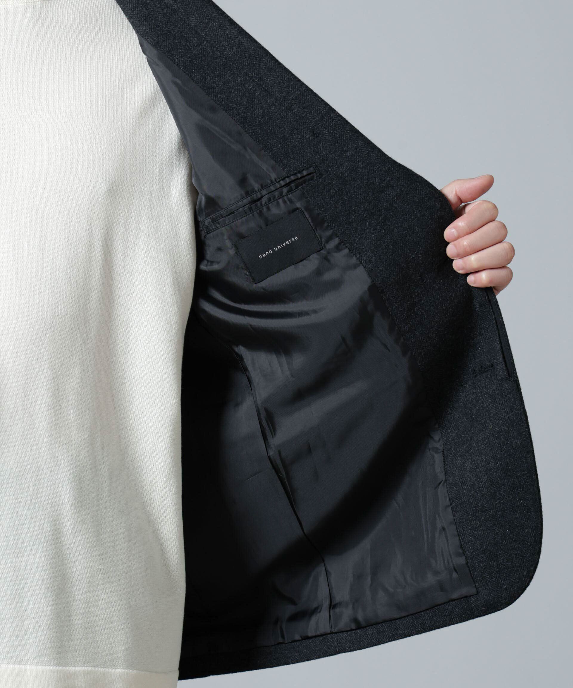 nano･universe「ヘリンボーンセミワイドジャケット(セットアップ可)」|テーラードジャケット|