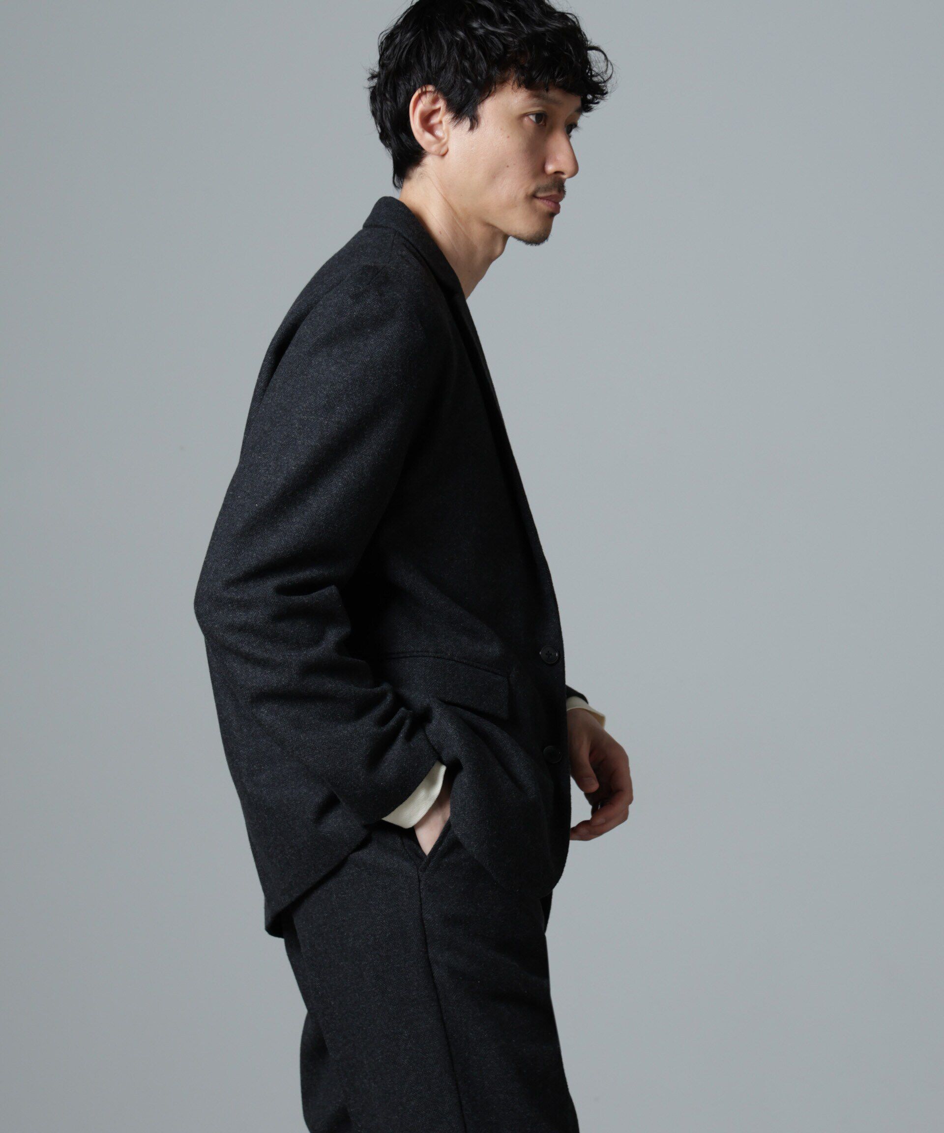 nano･universe「ヘリンボーンセミワイドジャケット(セットアップ可)」|テーラードジャケット|