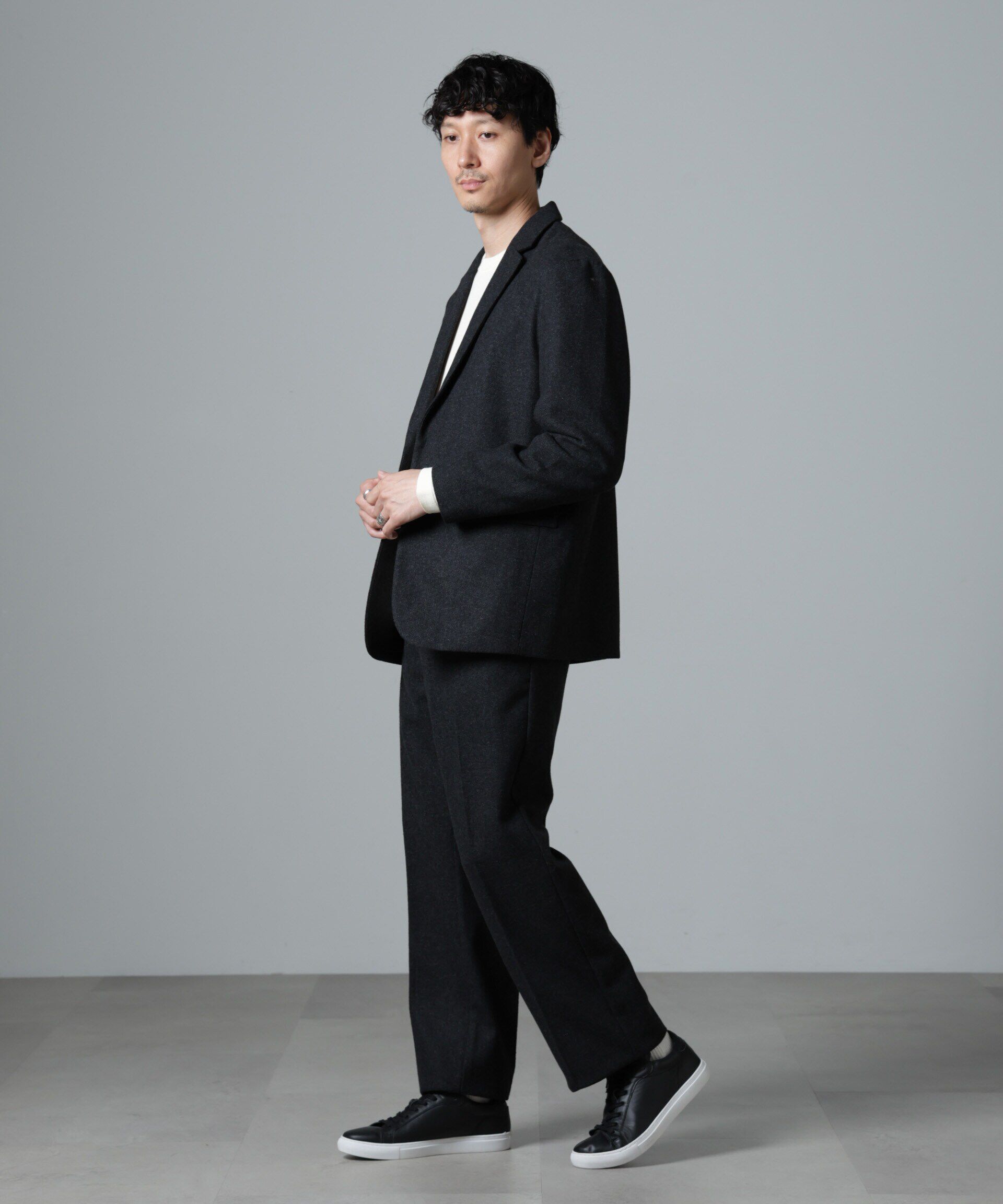 nano･universe「ヘリンボーンセミワイドジャケット(セットアップ可)」|テーラードジャケット|