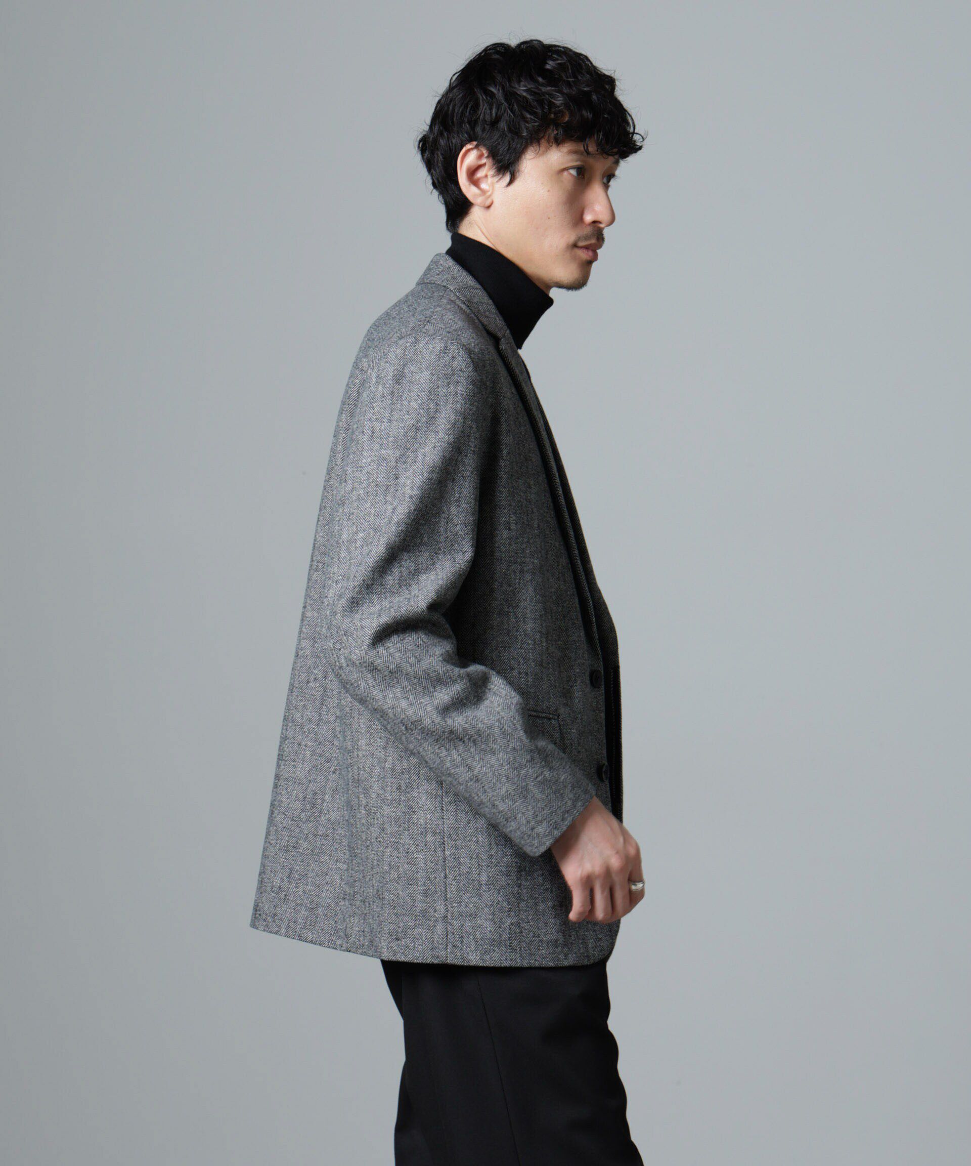 nano･universe「ヘリンボーンセミワイドジャケット(セットアップ可)」|テーラードジャケット|