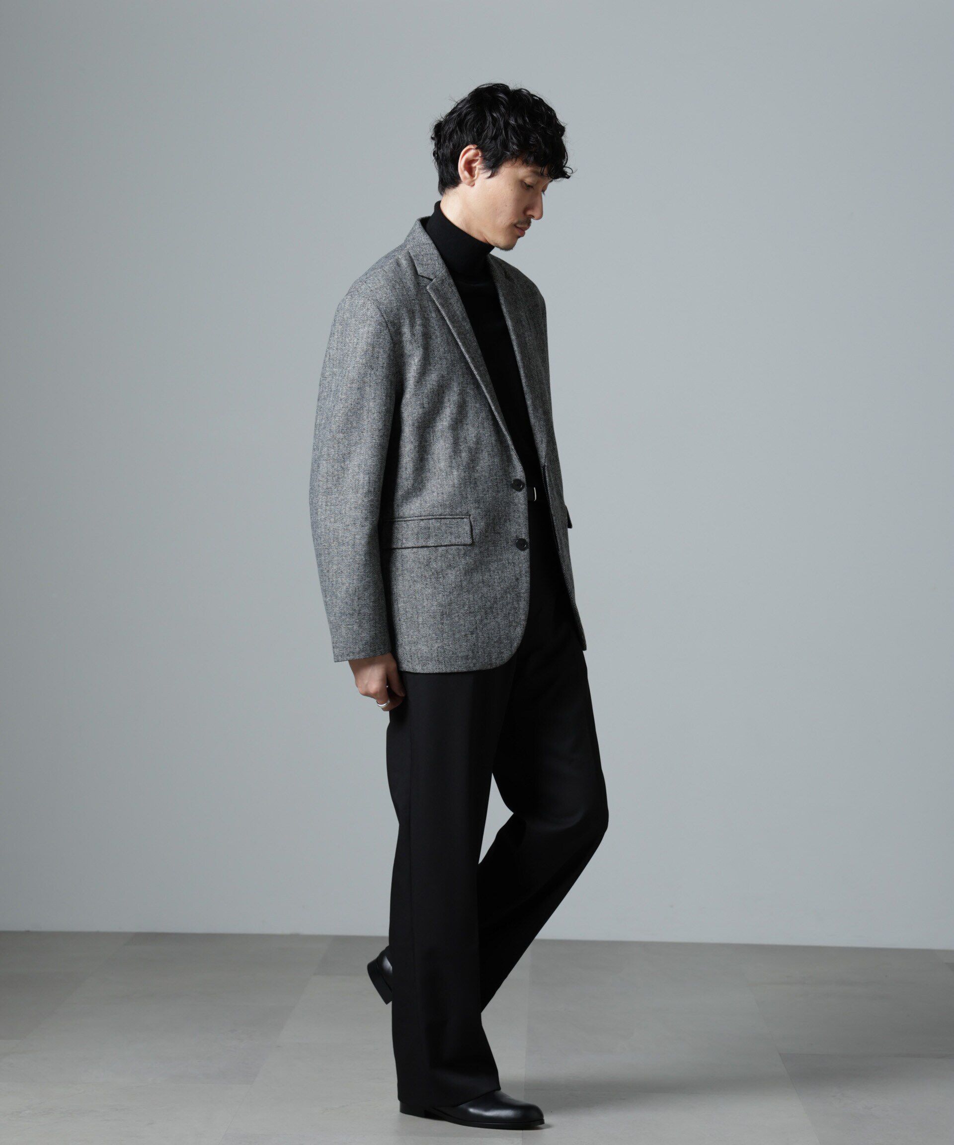 nano･universe「ヘリンボーンセミワイドジャケット(セットアップ可)」|テーラードジャケット|