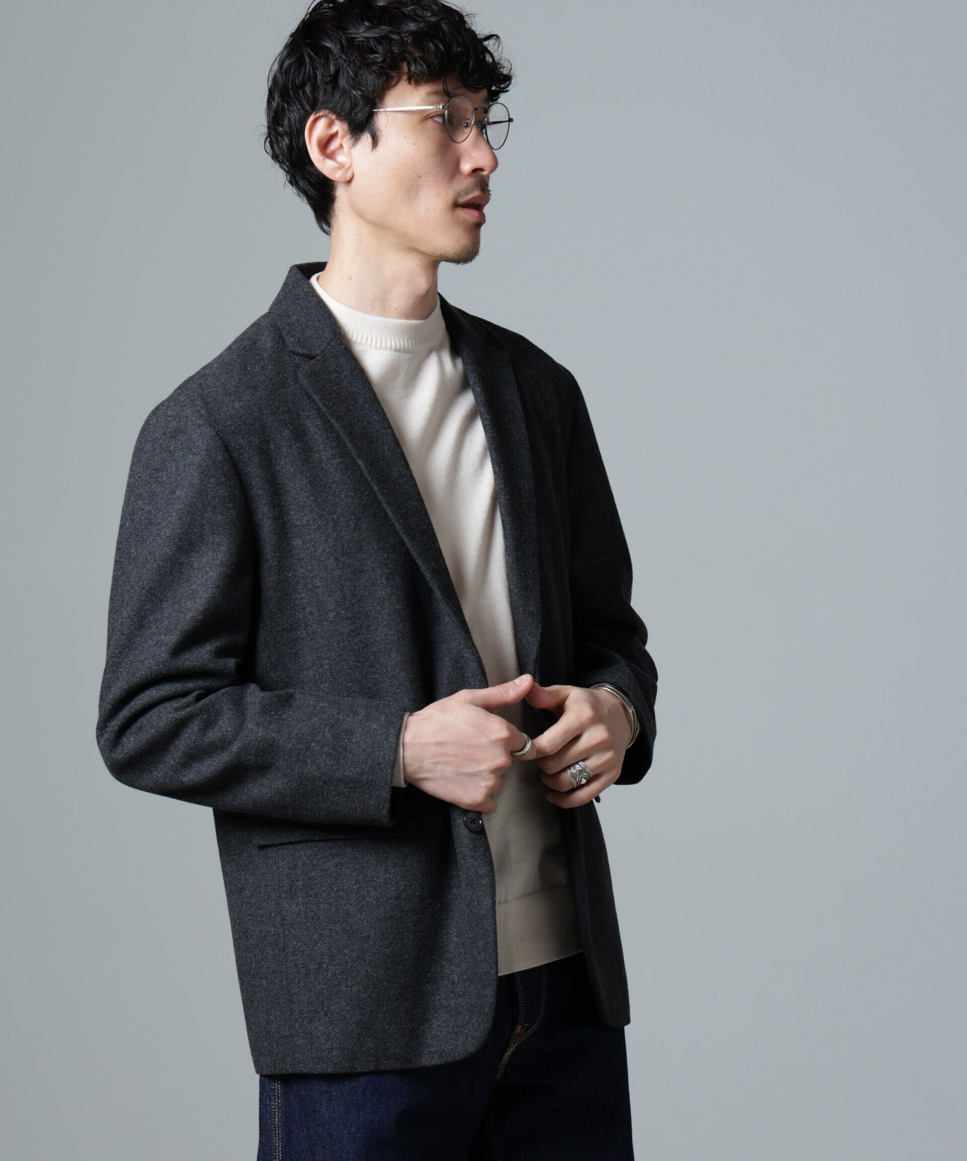 nano･universe「ヘリンボーンセミワイドジャケット(セットアップ可)」|テーラードジャケット|