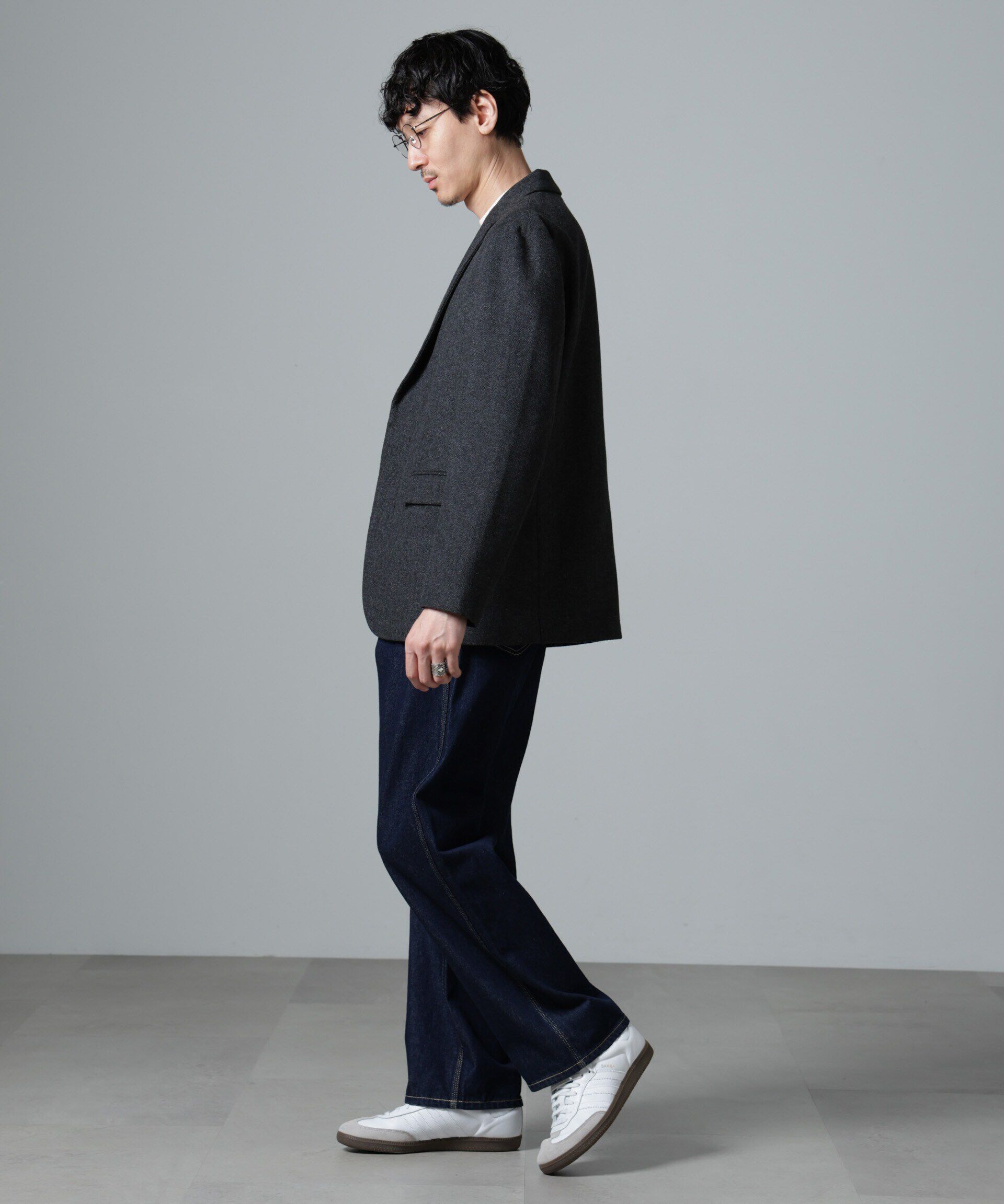 nano･universe「ヘリンボーンセミワイドジャケット(セットアップ可)」|テーラードジャケット|