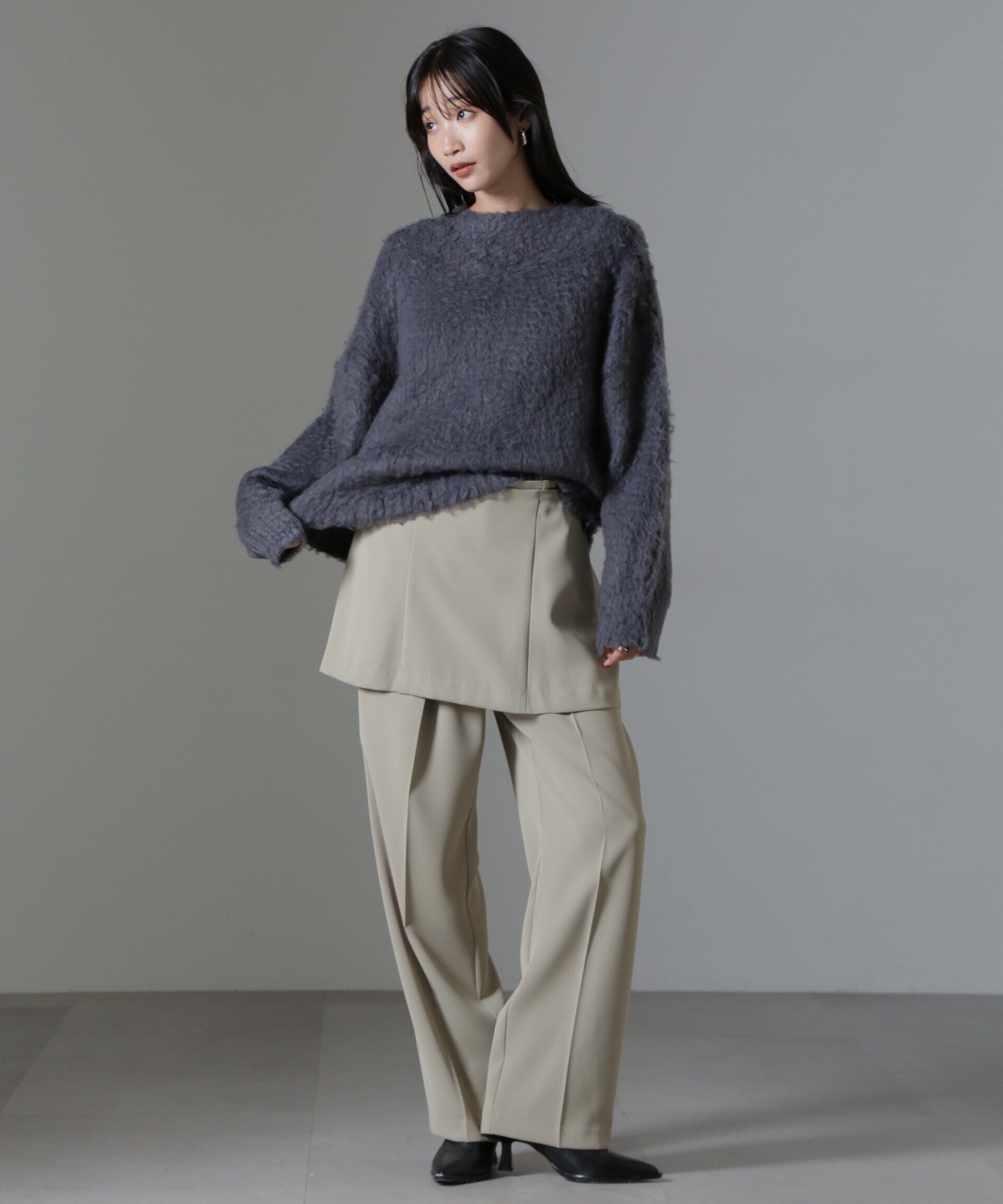 nano･universe「カール起毛クルーネックニット」|ニット・セーター|