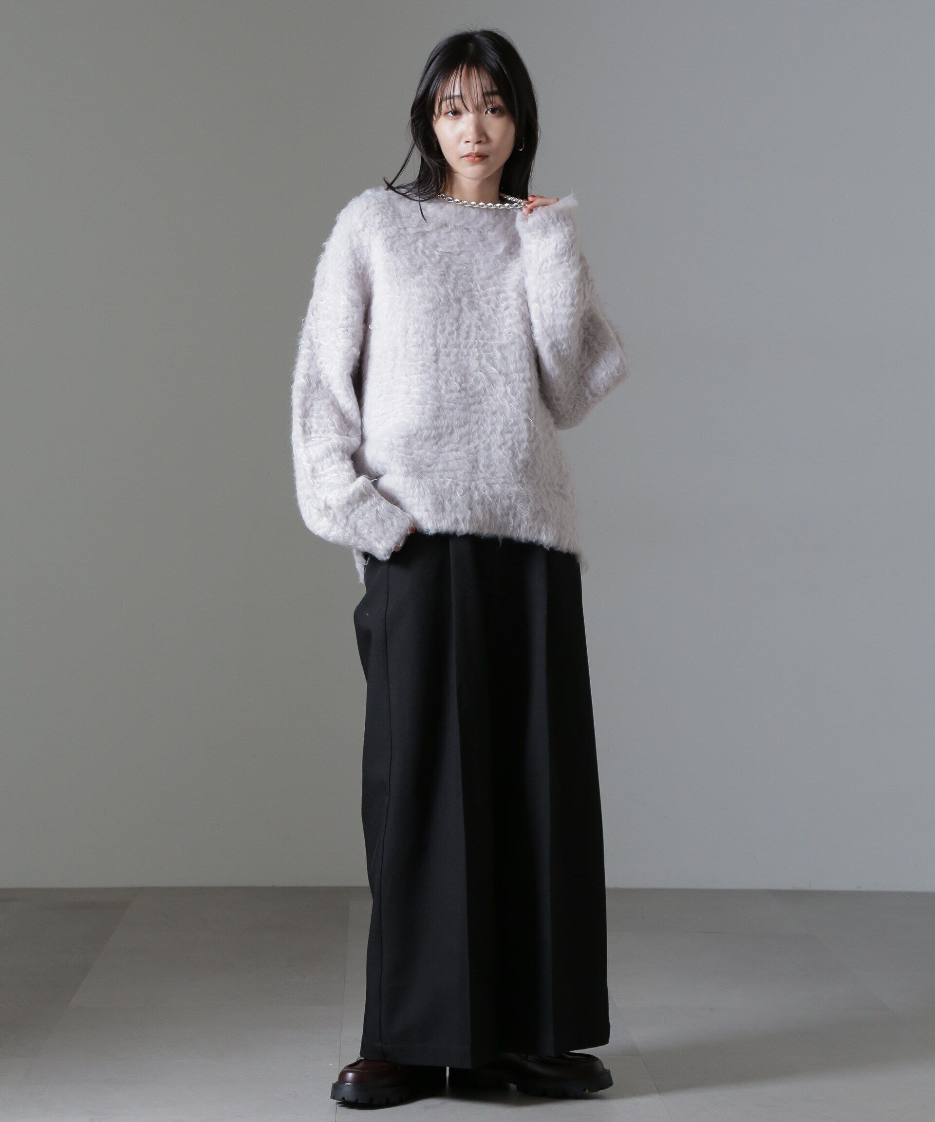 nano･universe「カール起毛クルーネックニット」|ニット・セーター|