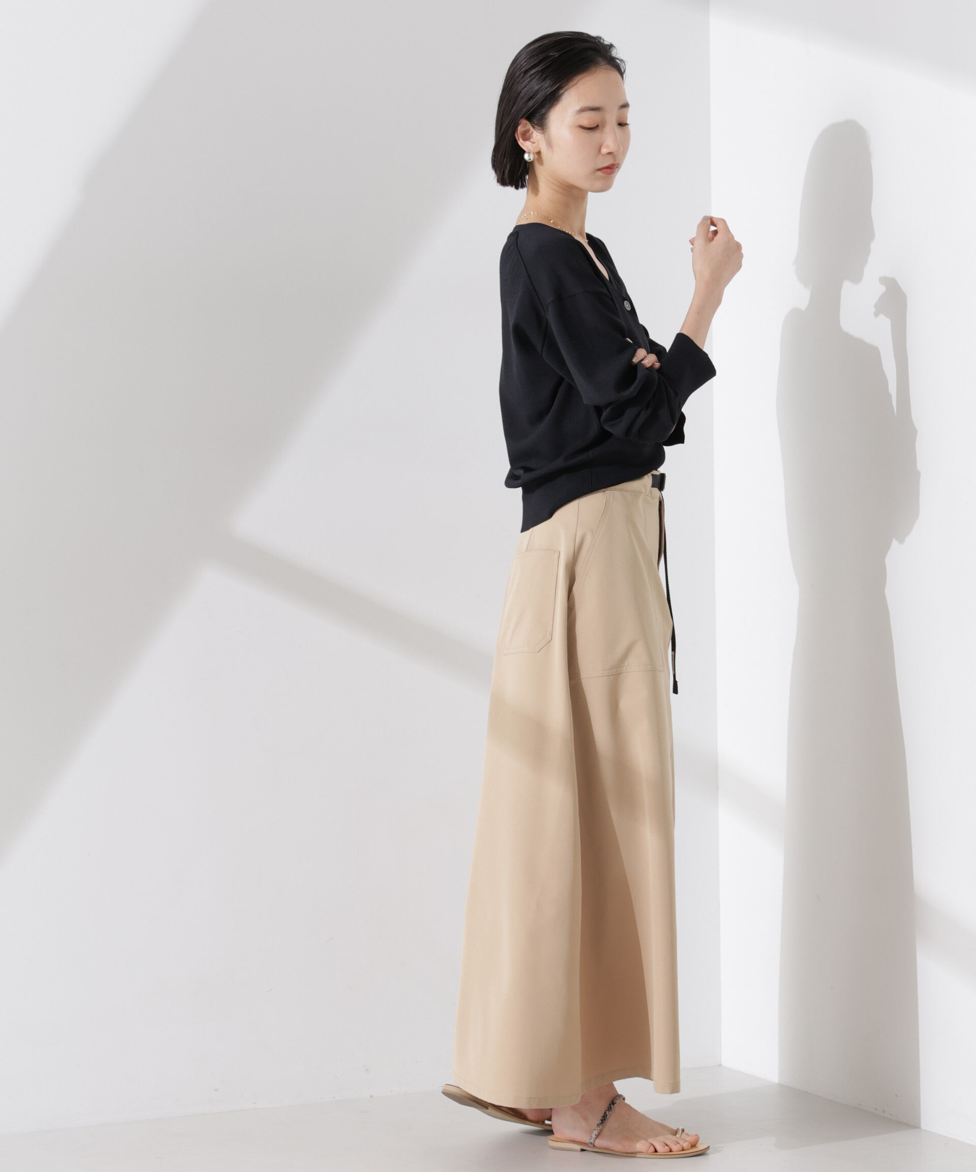 nano･universe「洗濯機洗い可UVカット接触冷感justVネックカーディガン」|ニット・セーター|