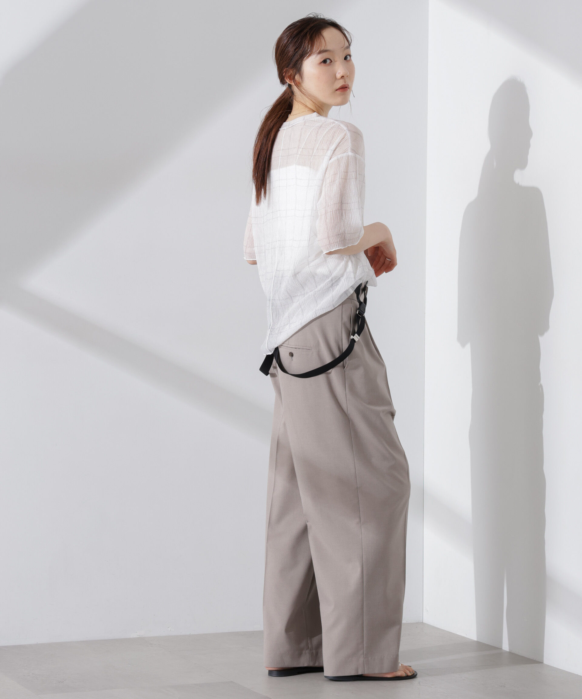 nano･universe「楊柳チェックシアーカットTシャツ」|Tシャツ・カットソー|