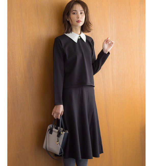 組曲「【WEB限定】ELENA襟付き セットアップワンピ」|スーツ|ブラック系