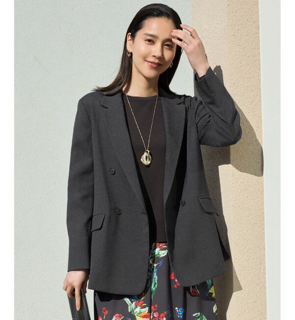 自由区「【SHIHOさん着用・セットアップ対応・接触冷感・洗える】リネンライクシンセティックテーラード ジャケット」|テーラードジャケット|スレート