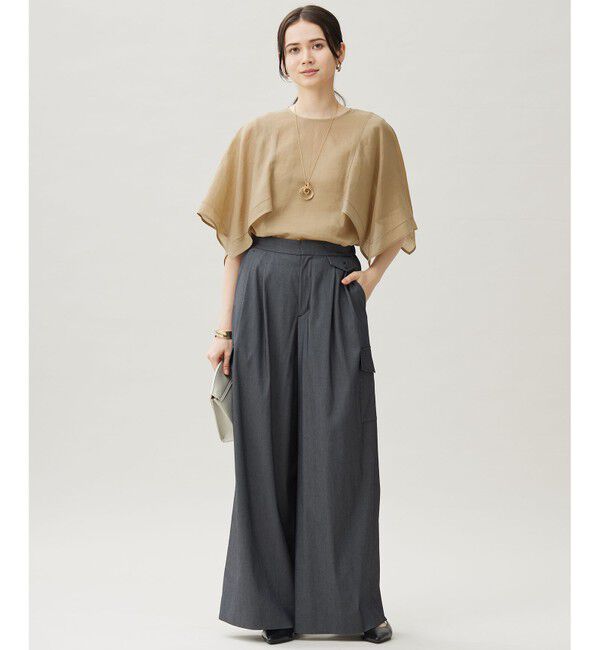 自由区「【カタログ掲載・接触冷感・UVカット・洗える】デニムライクボトムフレアワイド パンツ」|その他|