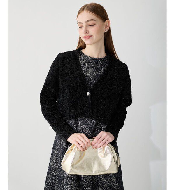 23区「【APPLAUDIR】ファンシーボレロ ビジューボタン Vネックカーディガン」|カーディガン|ブラック系