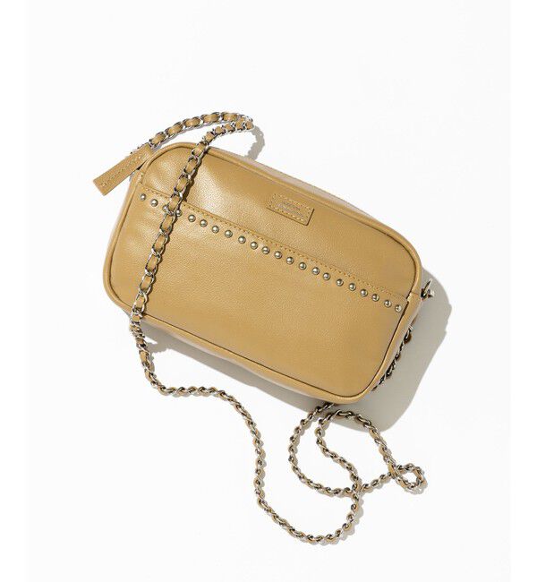 23区「レザー スタッズ ショルダーバッグ」|ショルダー・メッセンジャー|ベージュ系