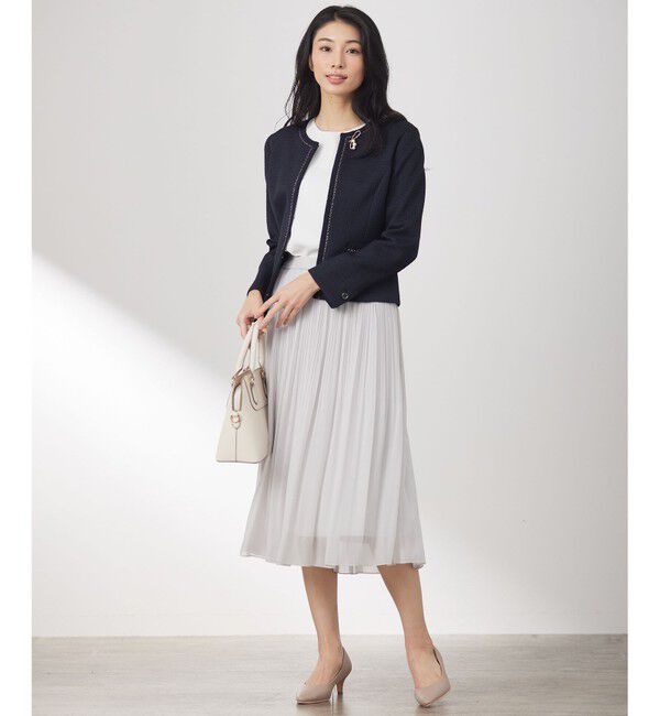 any SiS「リップルボーダーストレッチ ノーカラージャケット」|ノーカラージャケット|