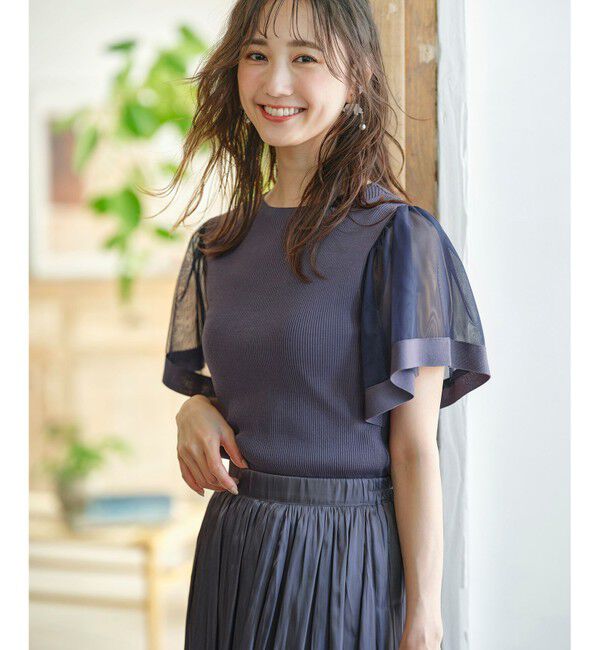 any SiS「【洗える】チュールスリーブ ニット」|ニット・セーター|ﾀﾞｽﾃｨﾌ