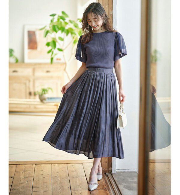 any SiS「【洗える】チュールスリーブ ニット」|ニット・セーター|